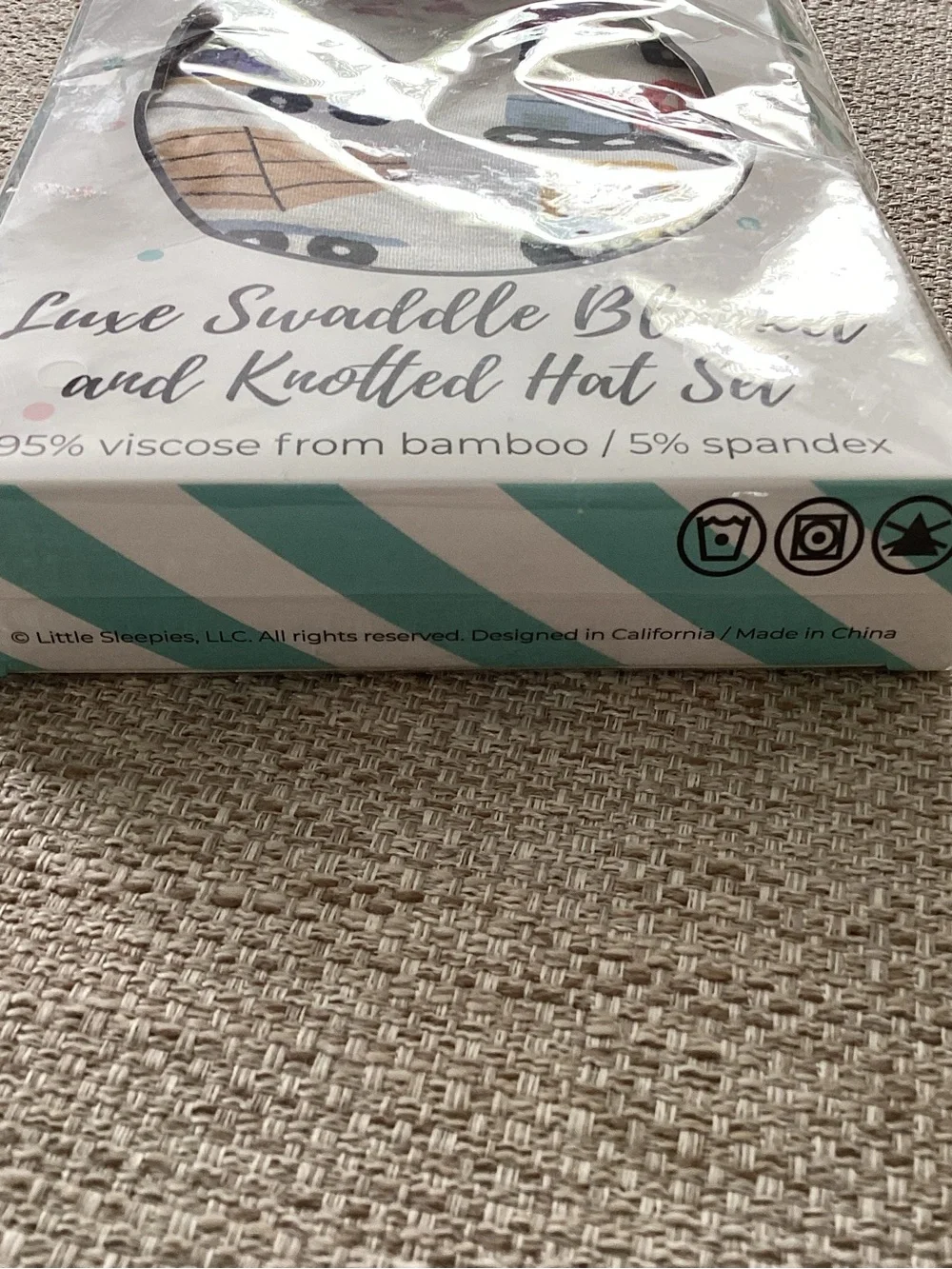 Little Sleepies Construction Themed Luxe Swaddle Blanket & Knotted Hat Set